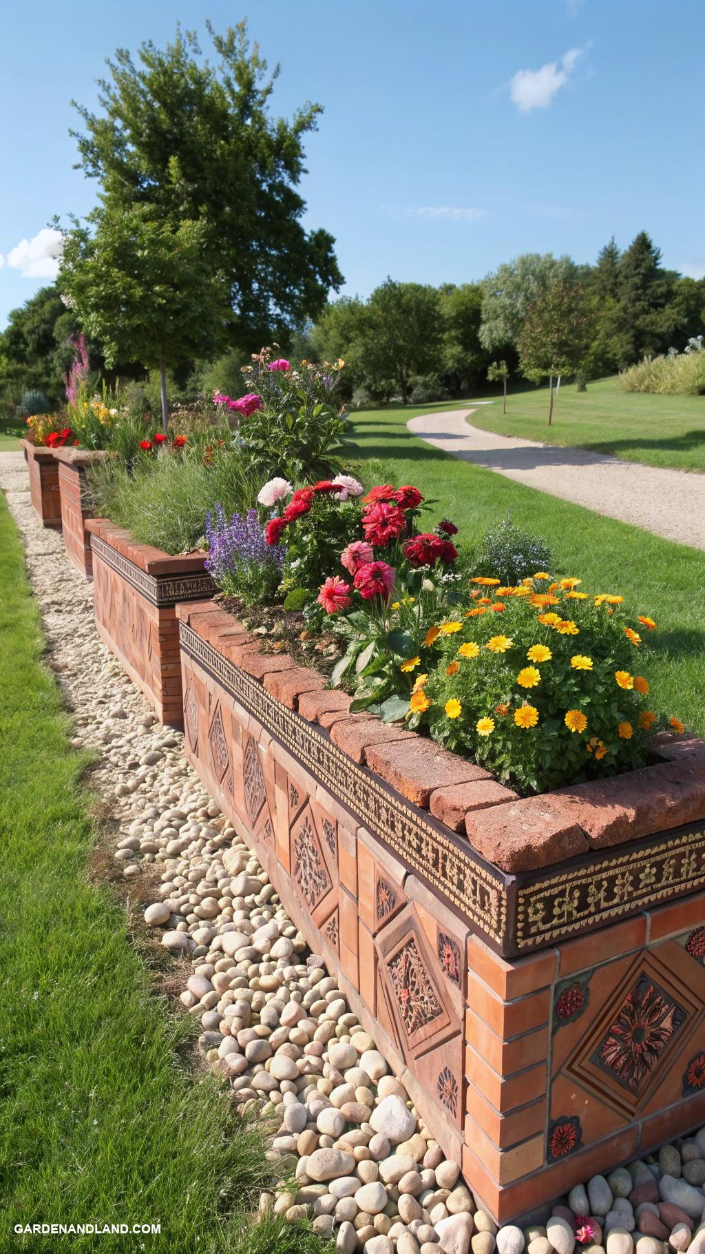 brick flower bed borders Decorative brick planter boxes for aesthetics