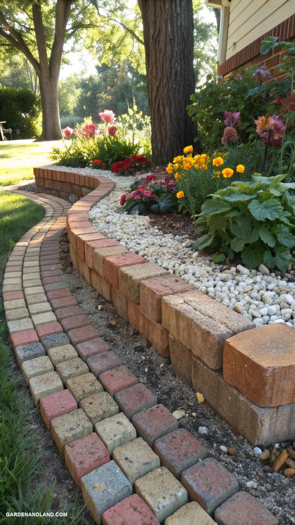 brick flower bed borders Interlocking bricks with gravel for drainage
