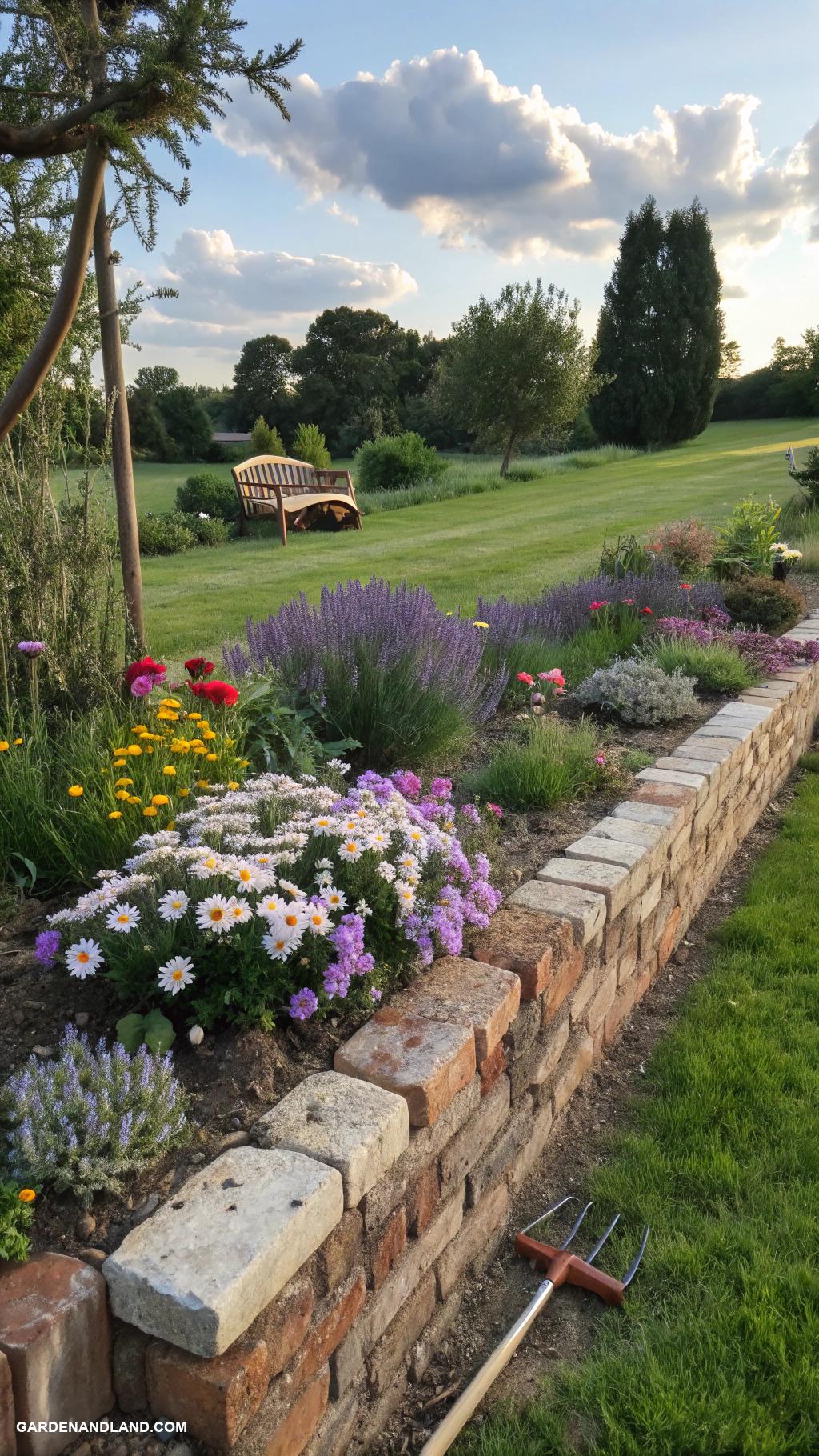 brick flower bed borders Rustic reclaimed bricks for vintage charm