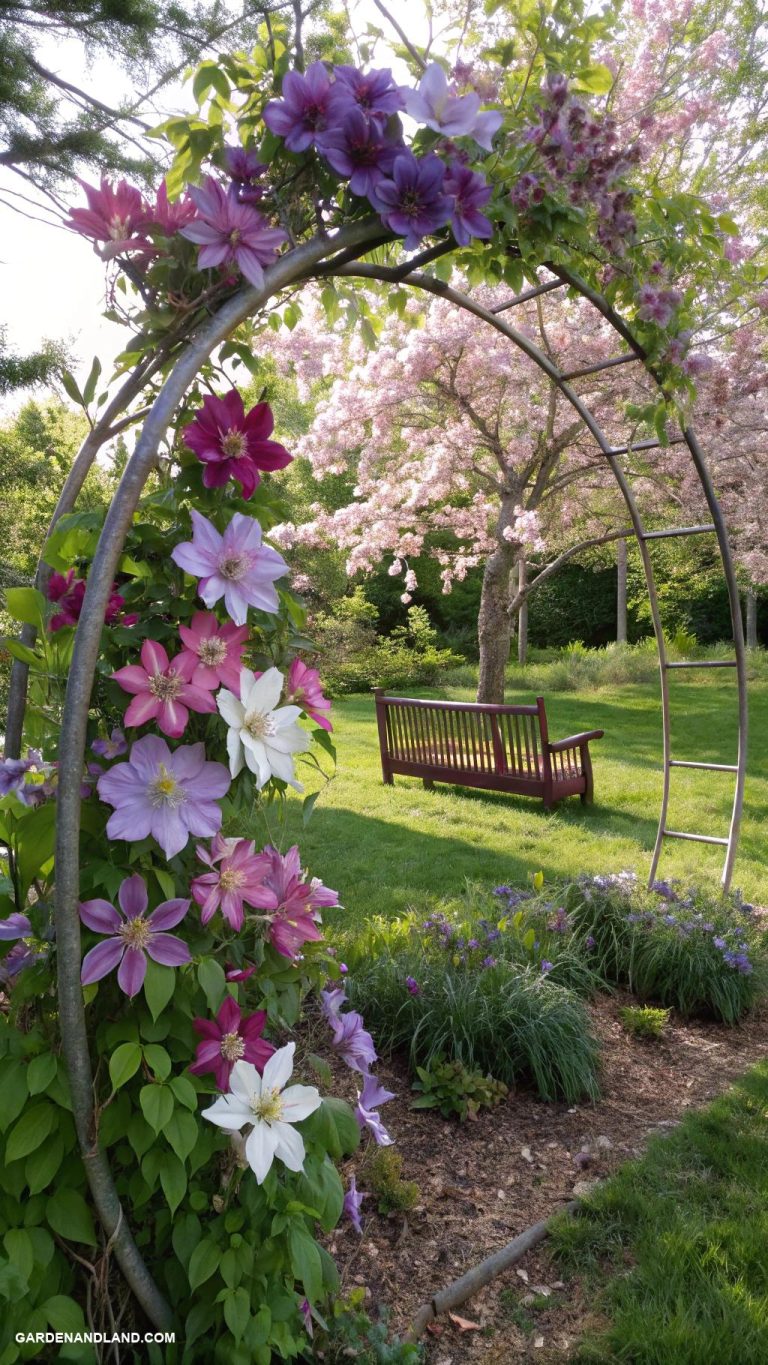 clematis trellis ideas Circular frame for a whimsical garden display