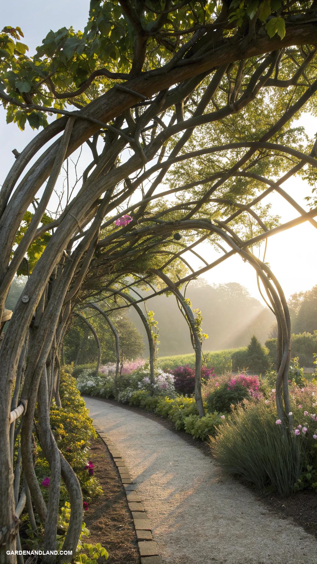 climbing trellis ideas Sculptural tree branches for natural art