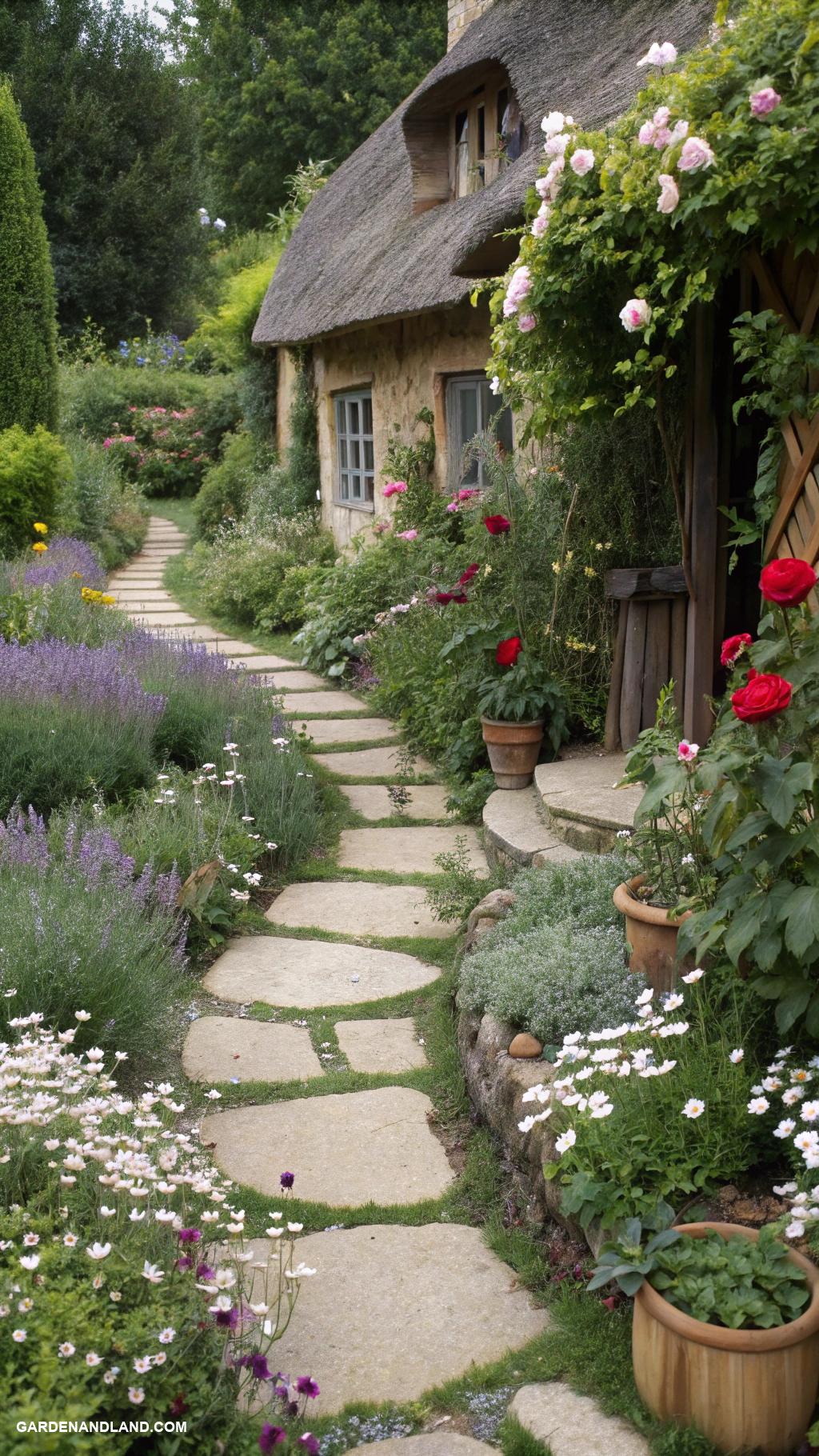 cottage garden Create winding paths with stepping stones
