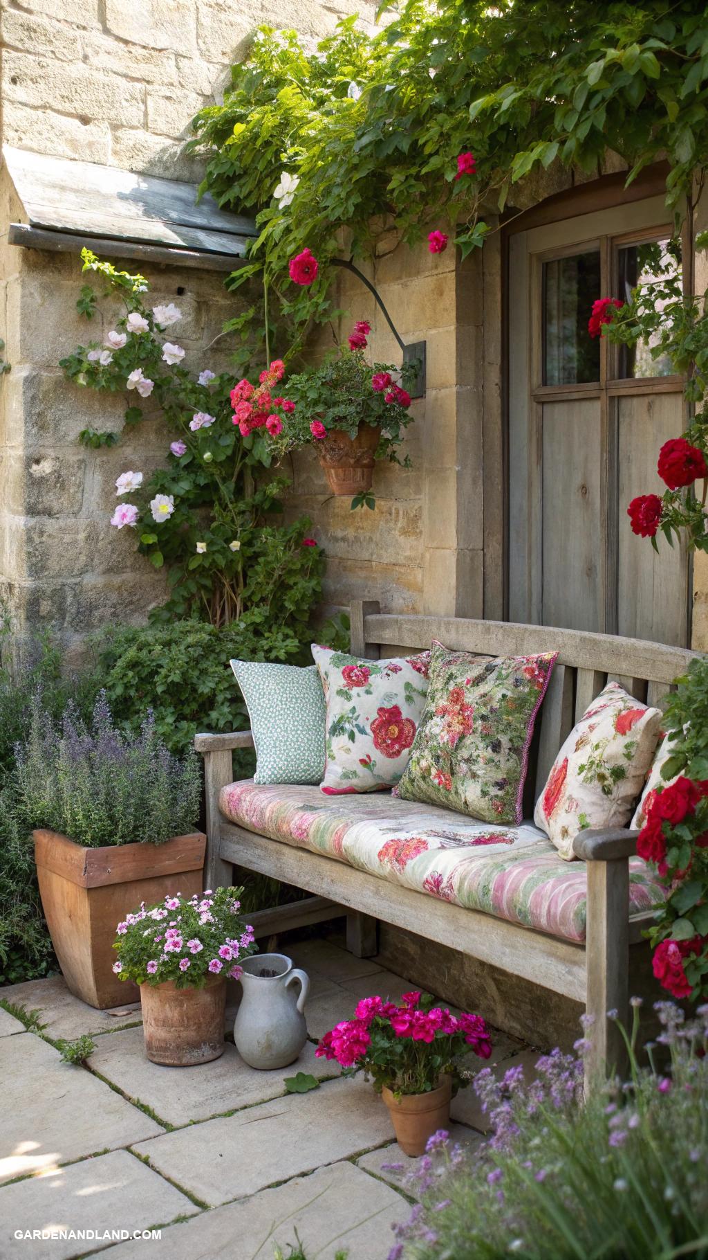 cottage garden Design a cozy seating nook with cushions