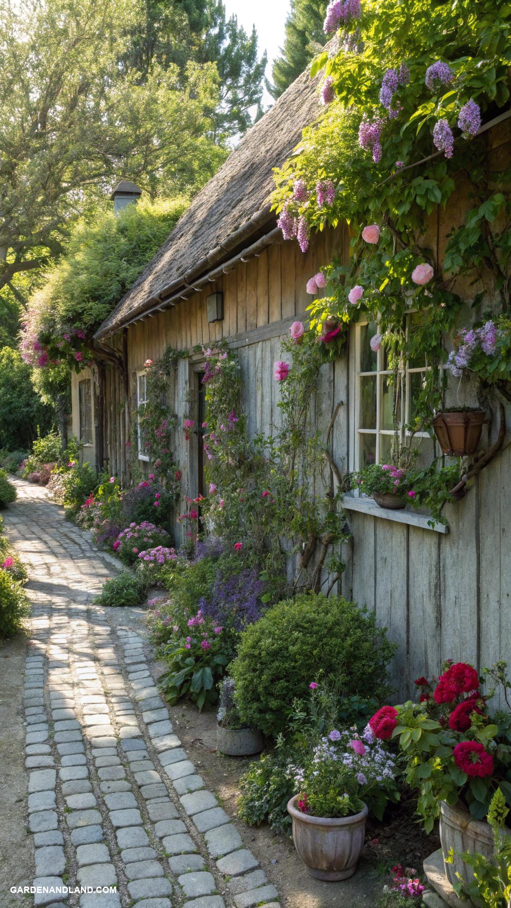 cottage garden Incorporate vertical gardens with trellises