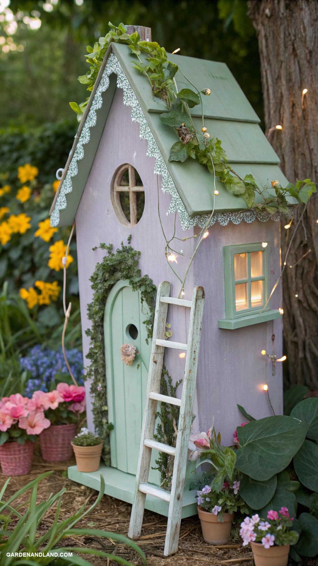 diy fairy house Birdhouse turned whimsical fairy home