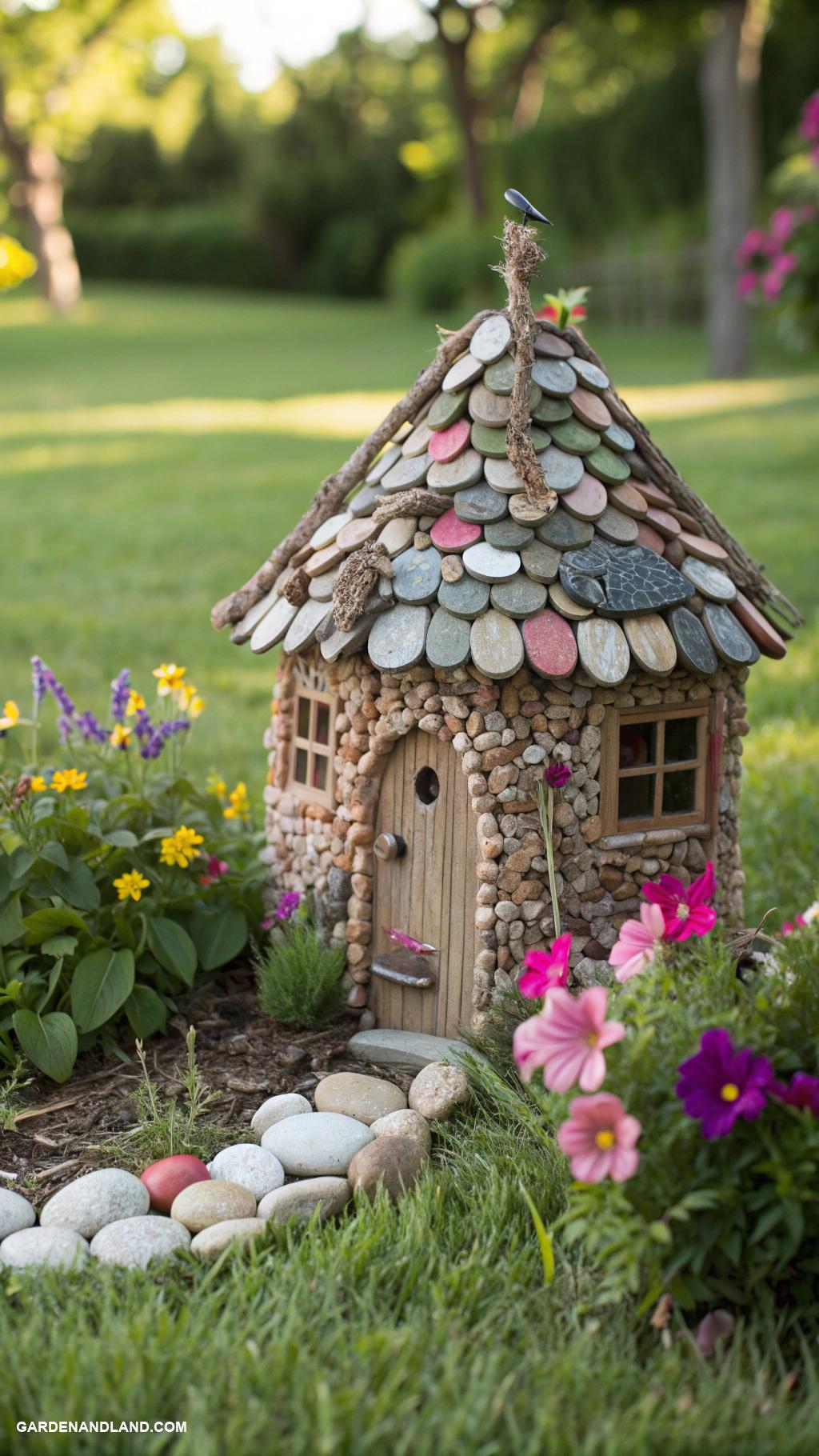 diy fairy house Pebble and stick cottage creation