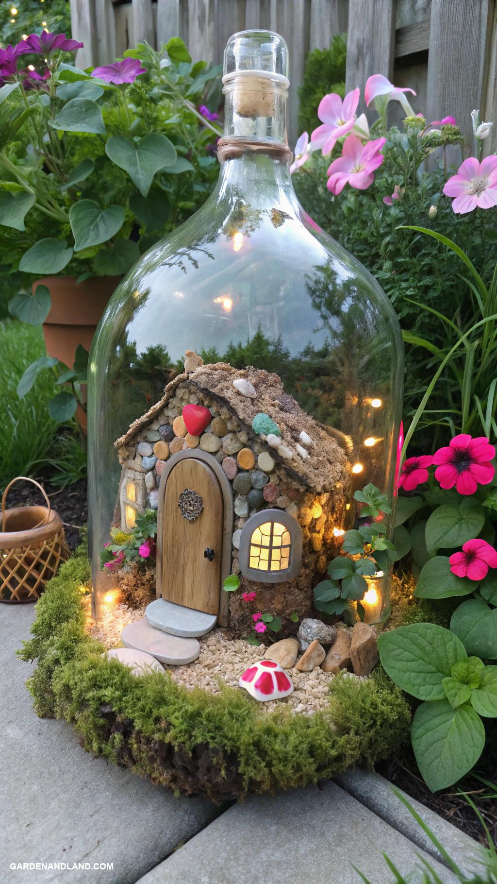 diy fairy house Repurposed bottle garden fairy home