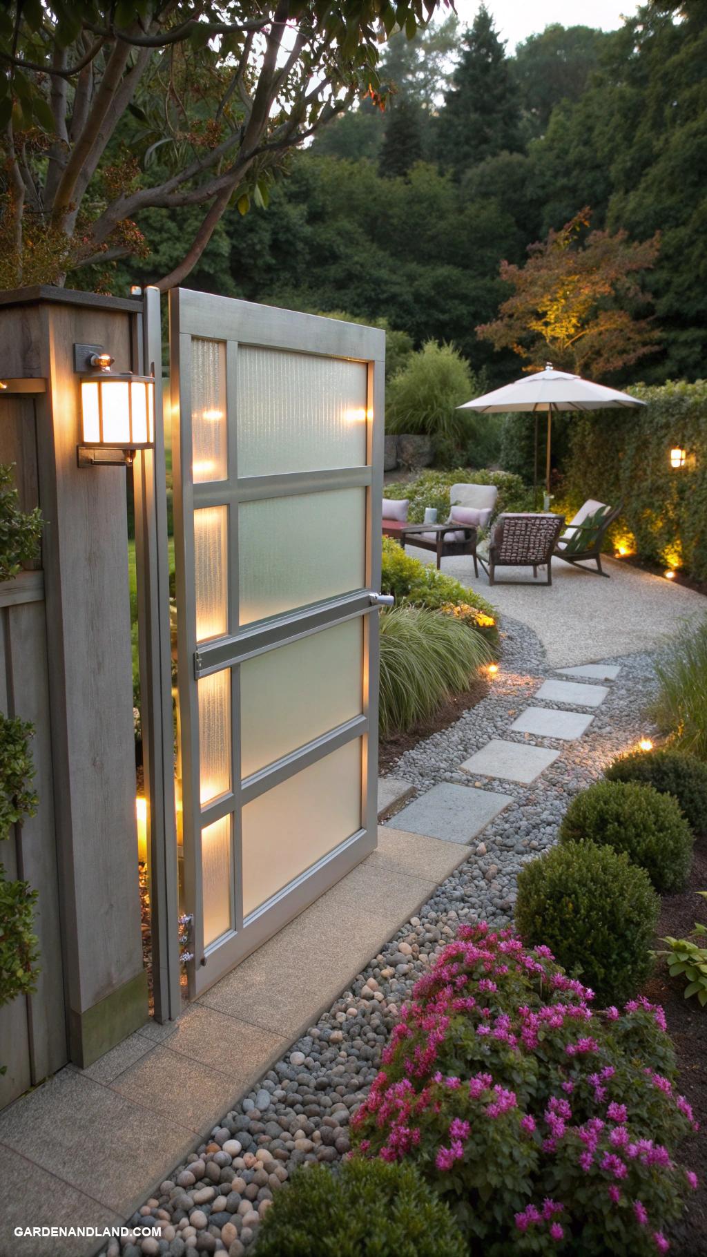 driveway entrance gate ideas Minimalist glass gate for a sleek look