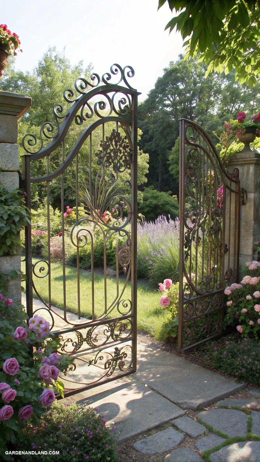 driveway entrance gate ideas Vintage gate with intricate scrollwork