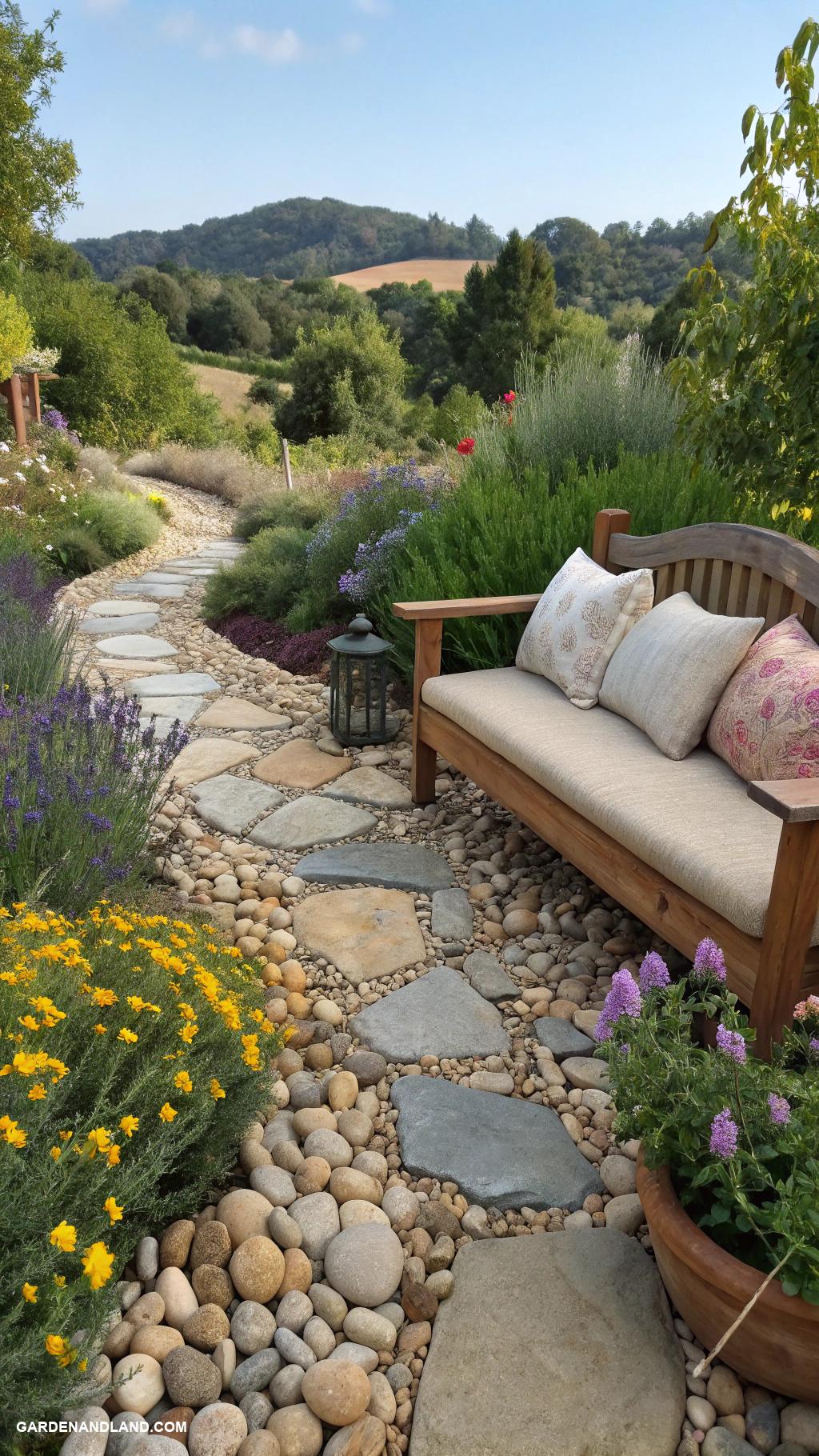 dry creek bed Design a seating area by the creek