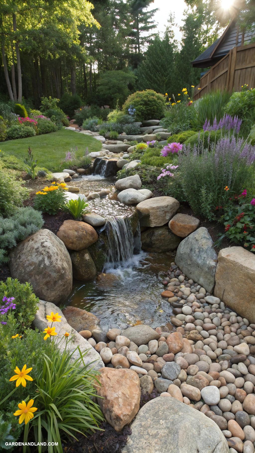 dry creek bed Include a small waterfall feature