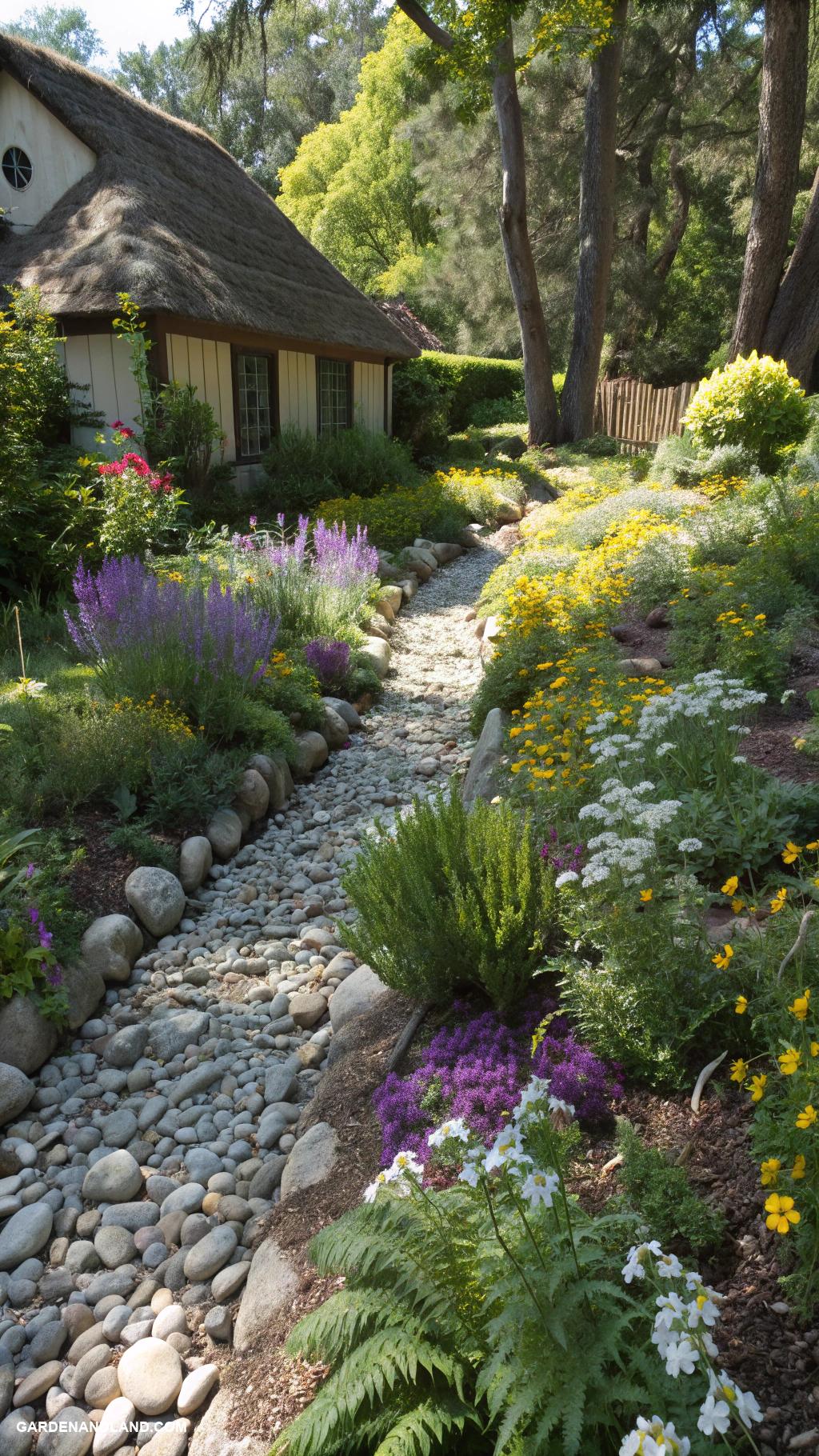 dry creek bed Use driftwood for organic accents