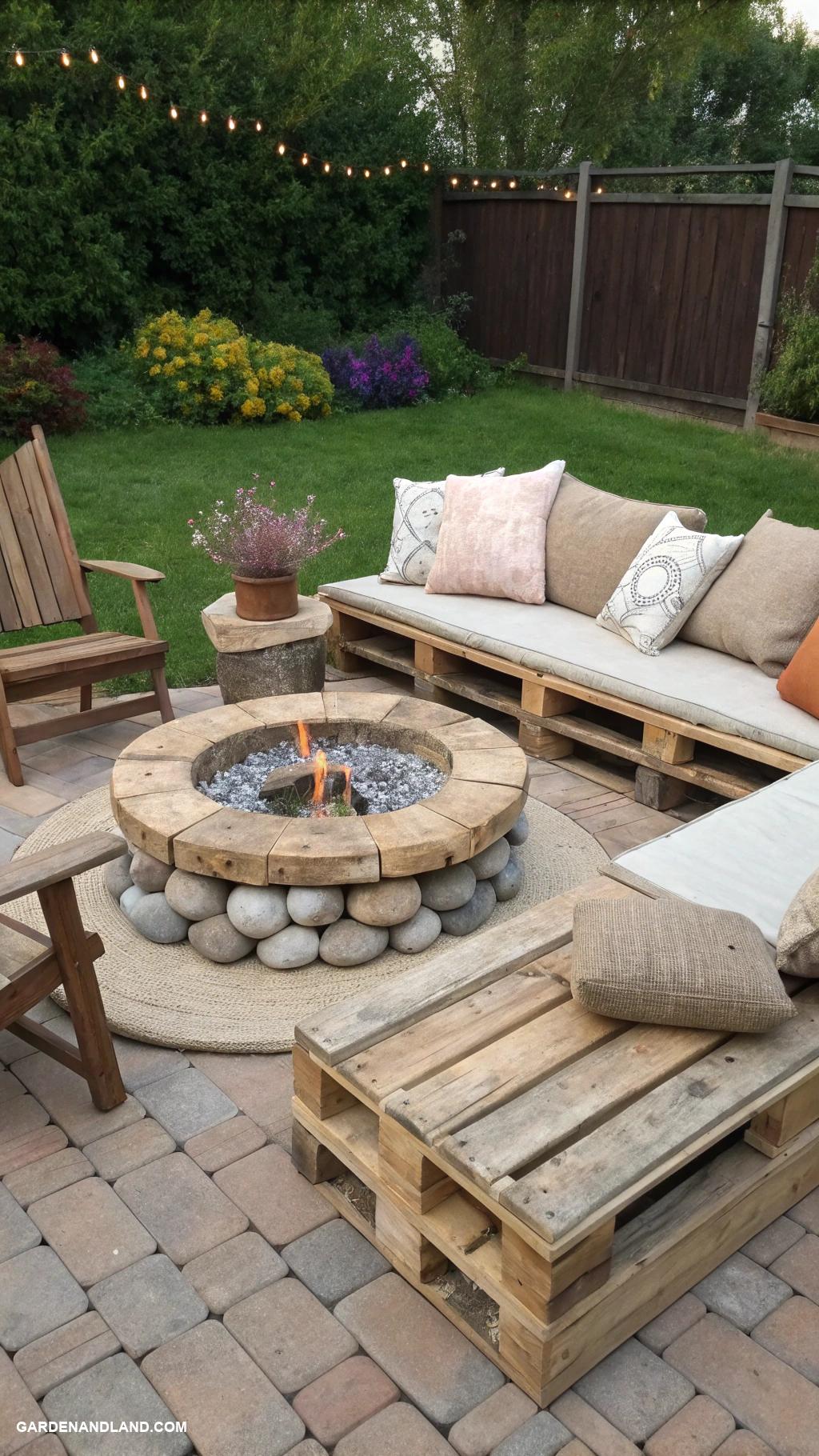 fire pit ideas backyard Wooden pallet fire pit with seating area