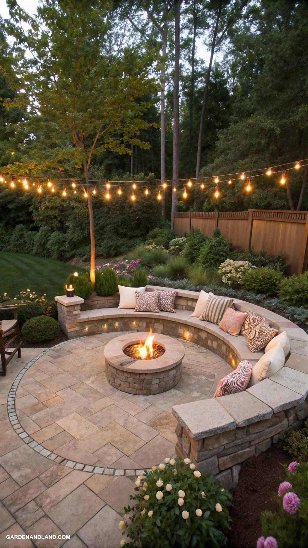 fire pit landscaping Incorporate built in seating around fire pit
