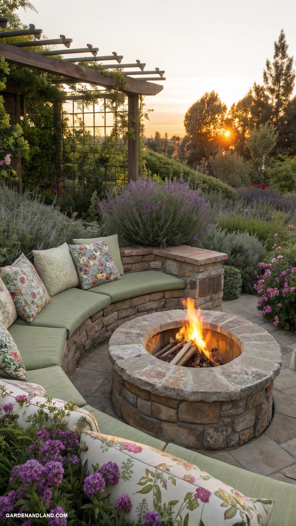 fire pit landscaping Surround with fragrant herbs for ambiance