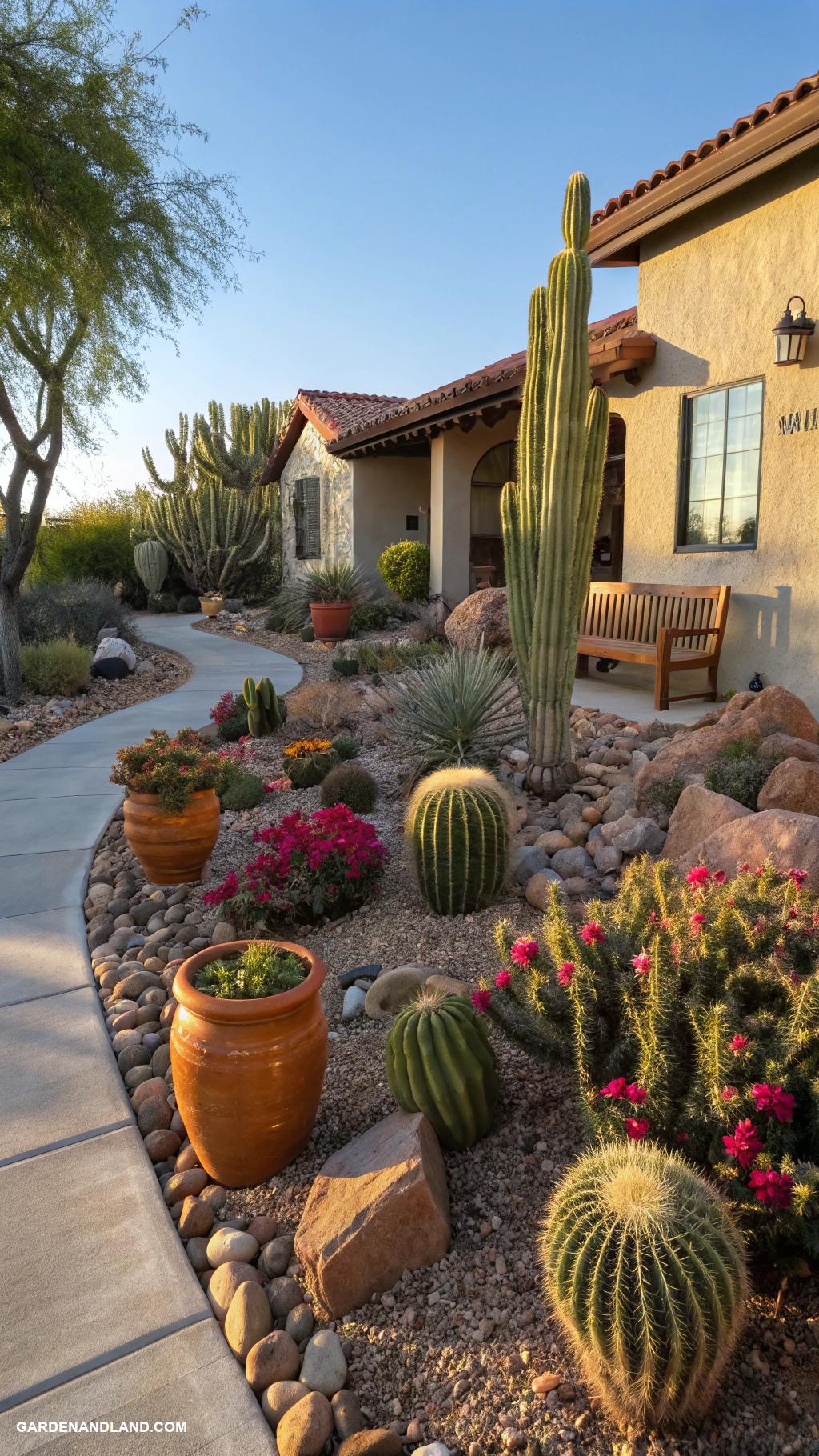 full sun planter ideas Cactus garden for low maintenance desert vibe