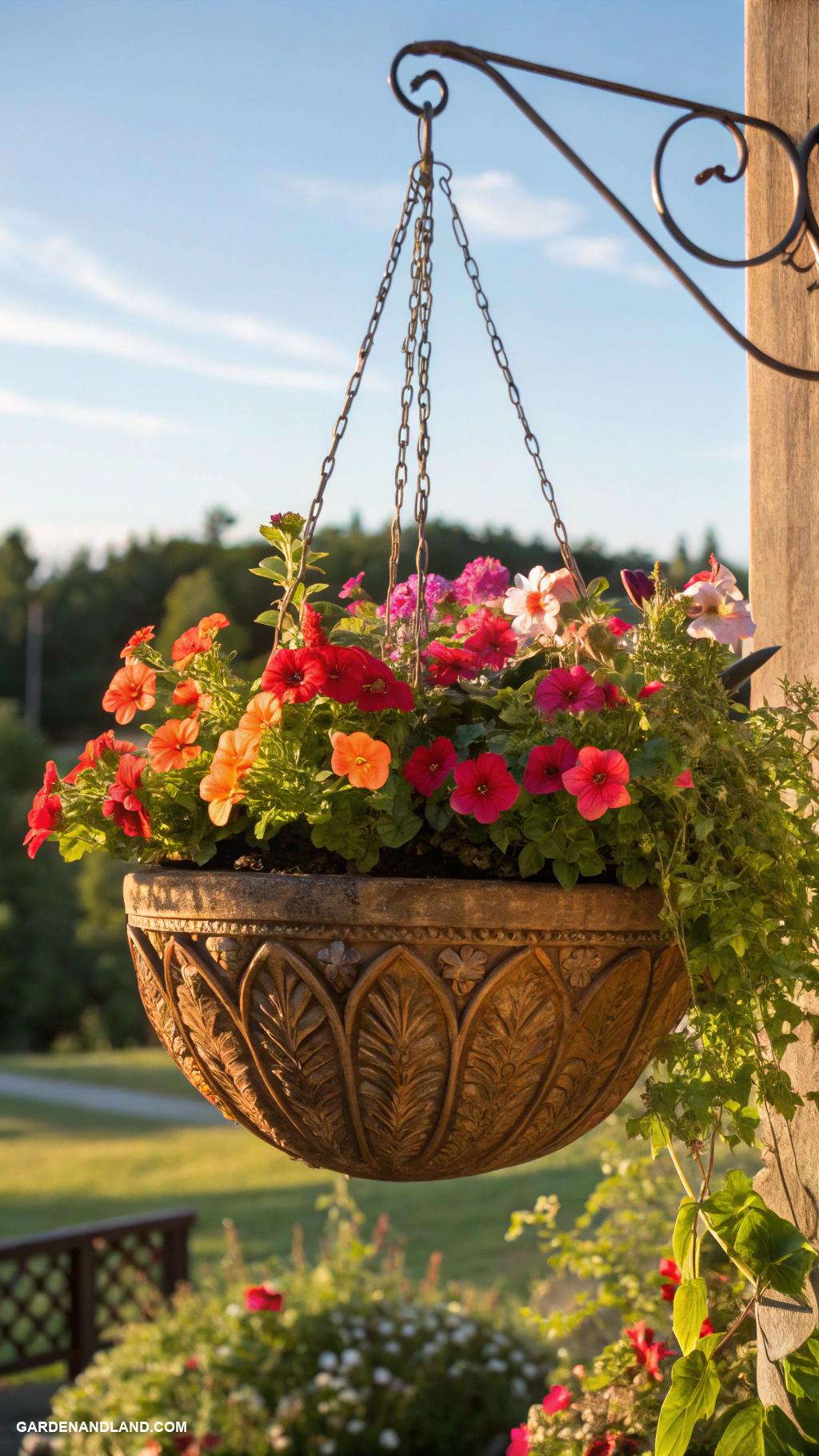 full sun planter ideas Hanging planters for eye catching elevation