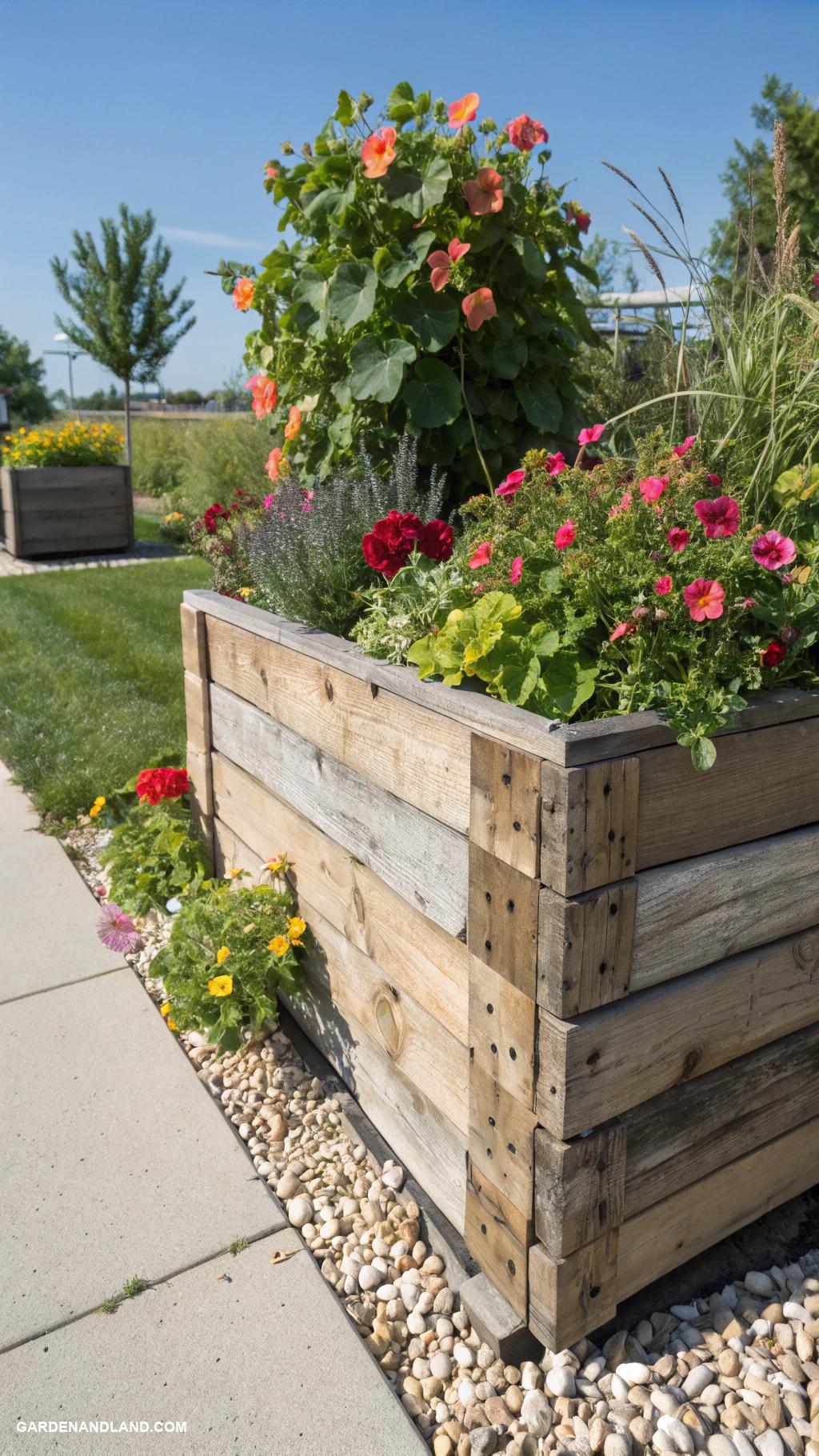 full sun planter ideas Recycled wood planter boxes for rustic charm