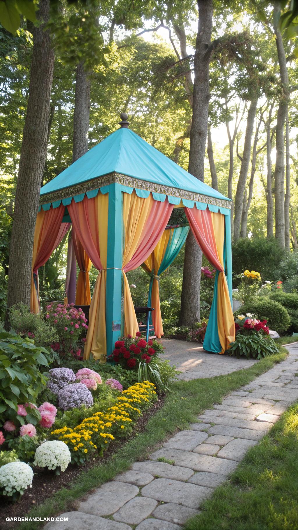 gazebo ideas Colorful sailcloth covered gazebo for shade