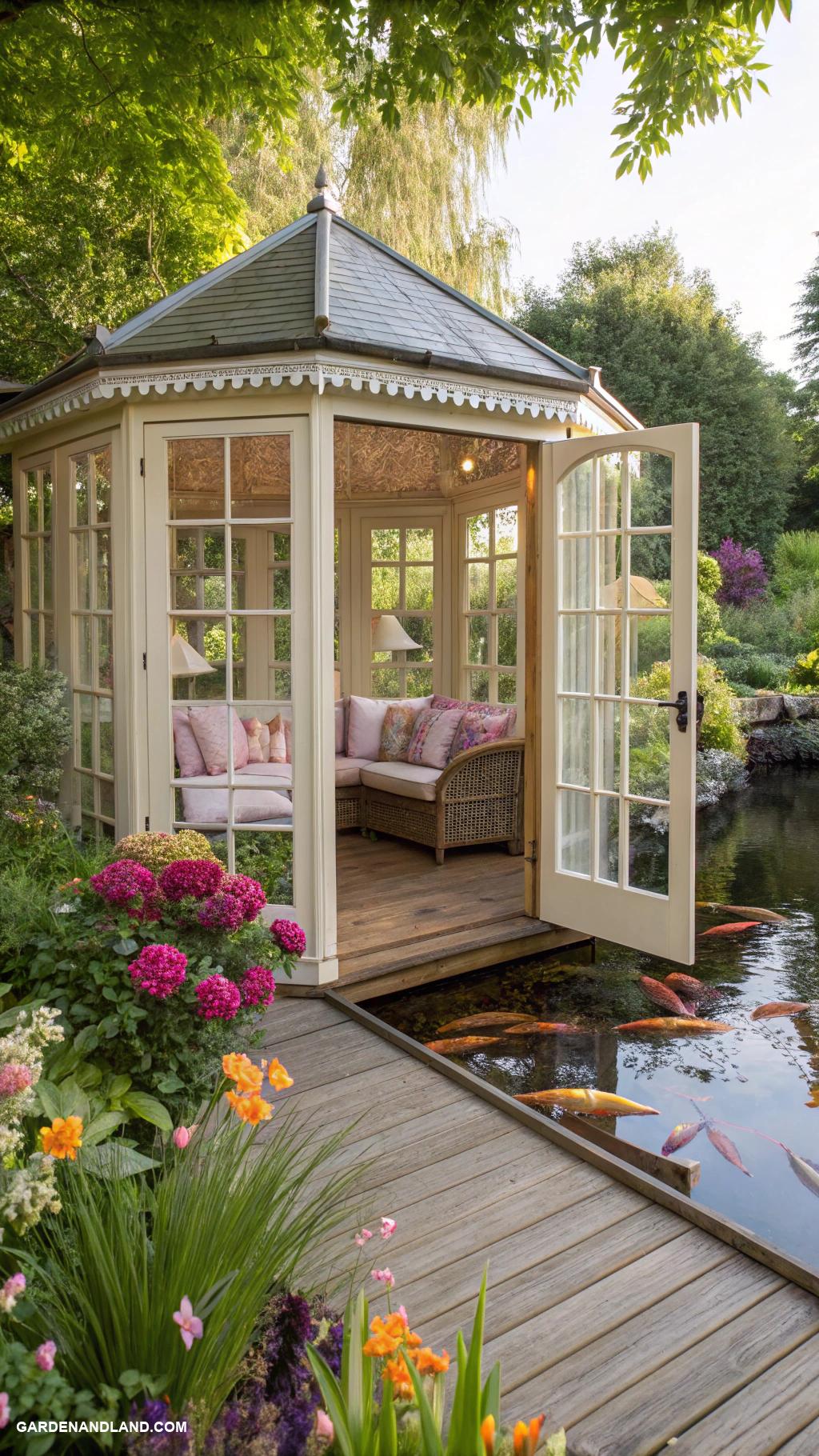 gazebo ideas Enclosed gazebo with glass walls and doors