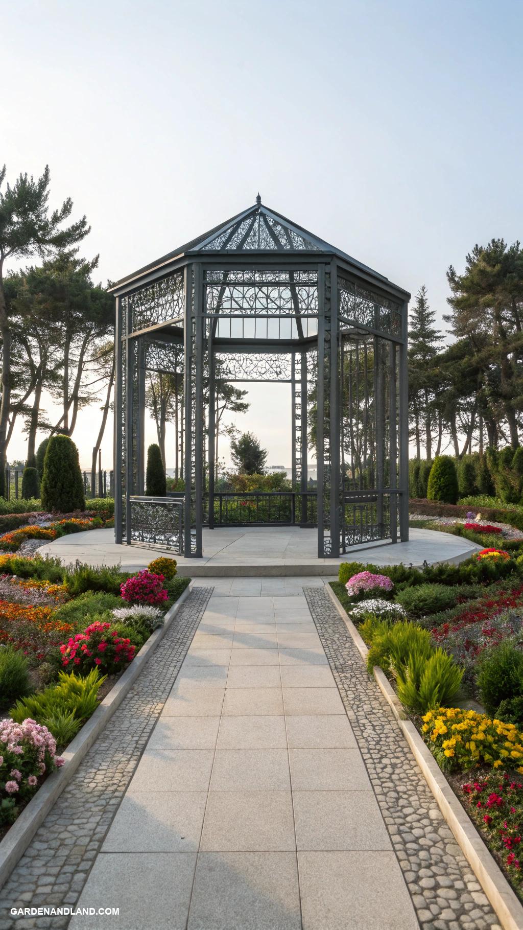 gazebo ideas Geometric metal gazebo with minimalist design