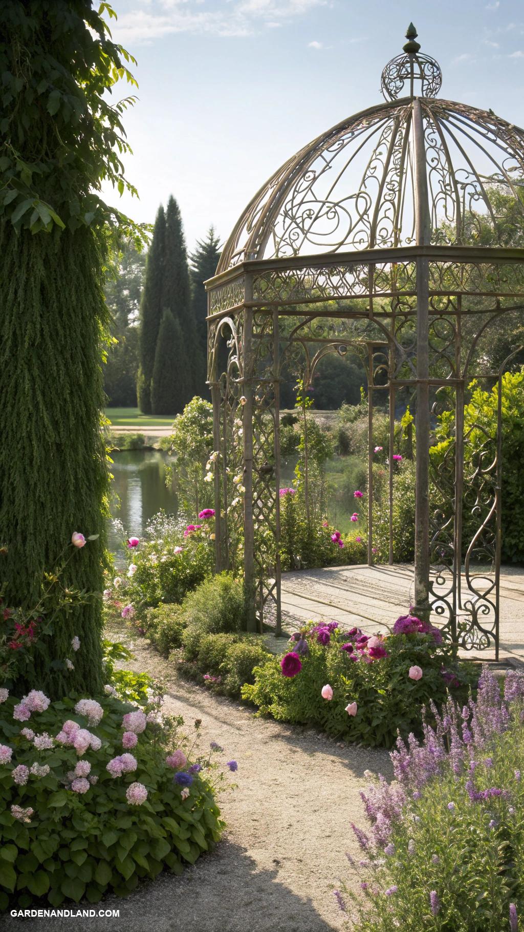 gazebo ideas Vintage style gazebo with decorative ironwork