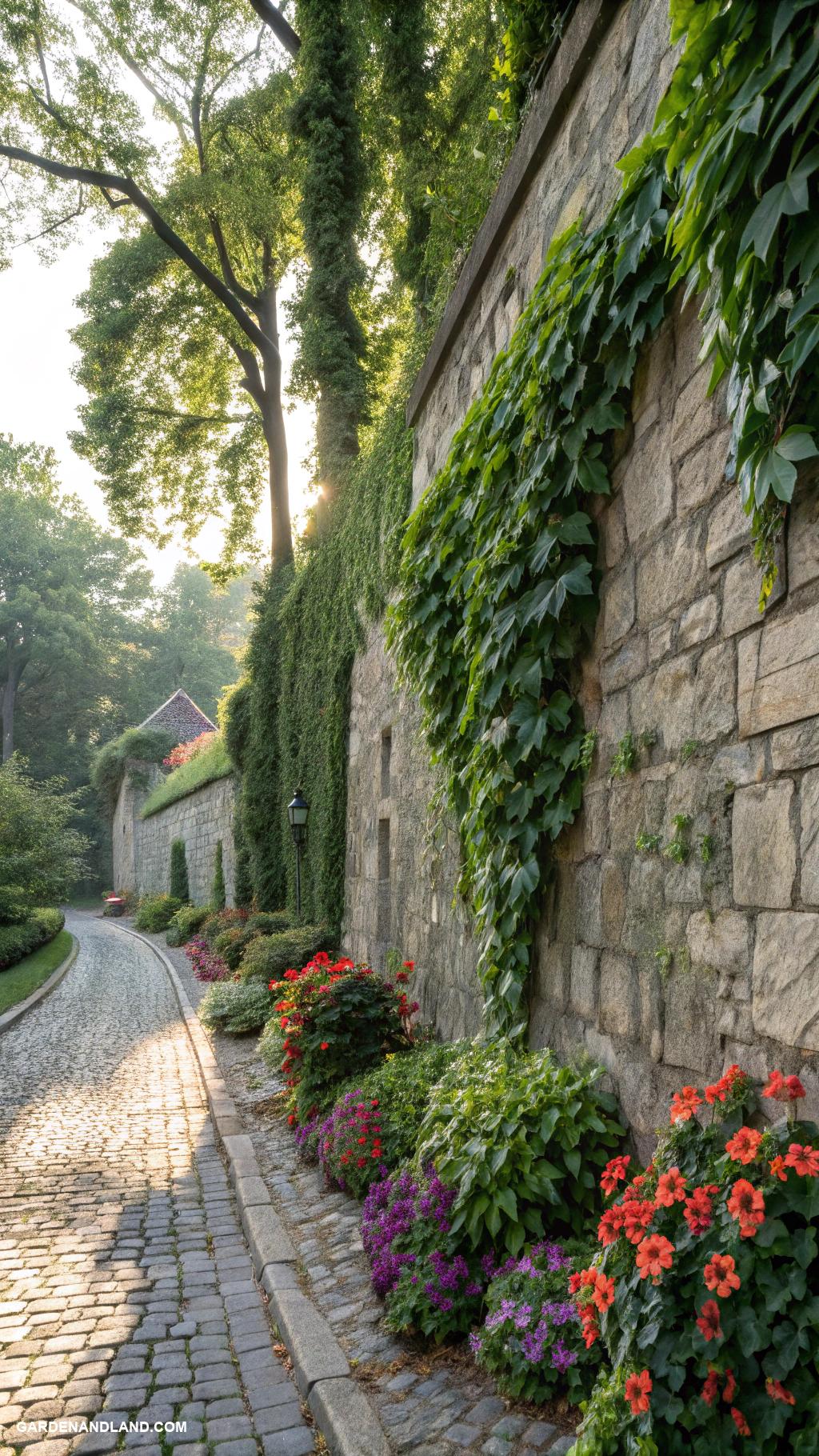 gothic garden ideas Creeping ivy on old stone walls