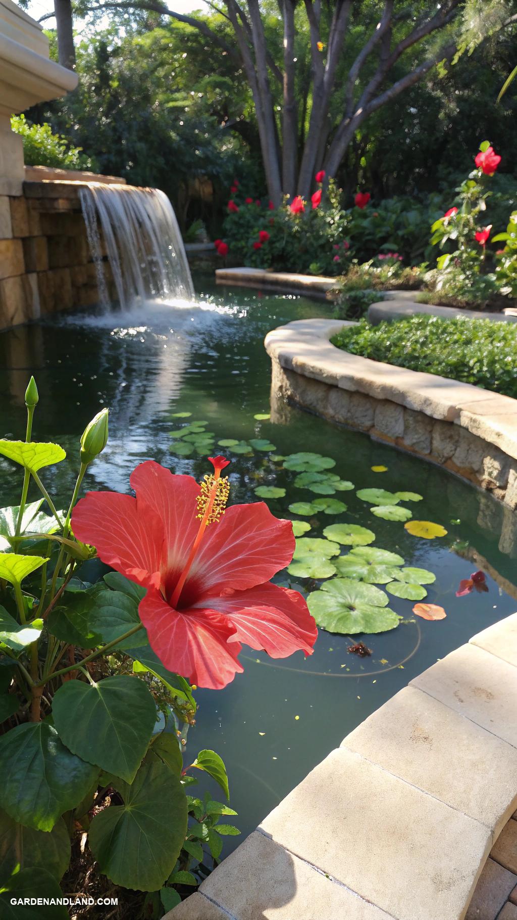 hibiscus landscaping ideas Hibiscus as focal point in water features