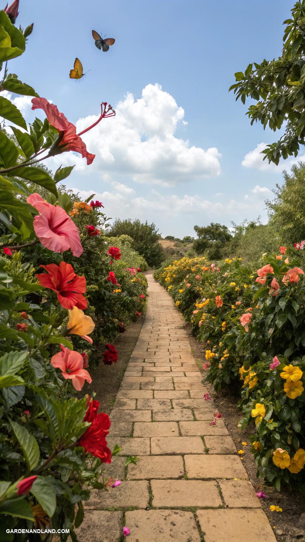 hibiscus landscaping ideas Hibiscus border around garden pathways