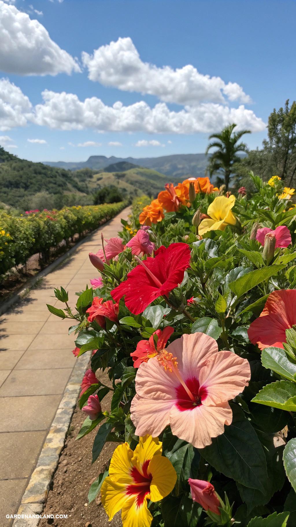 hibiscus landscaping ideas Mixed flower beds featuring hibiscus varieties