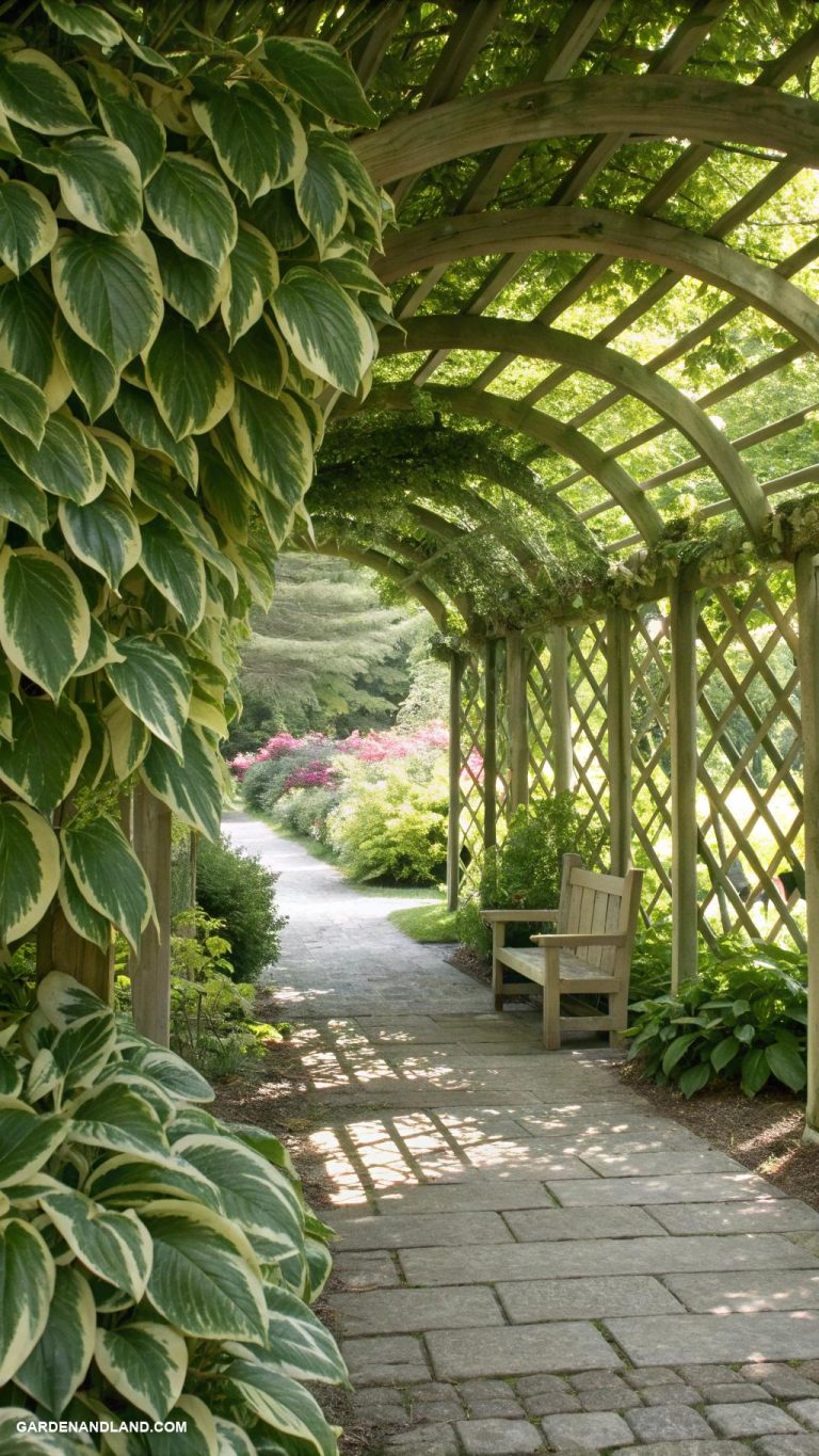 hostas landscaping ideas Create hosta archways with trellises