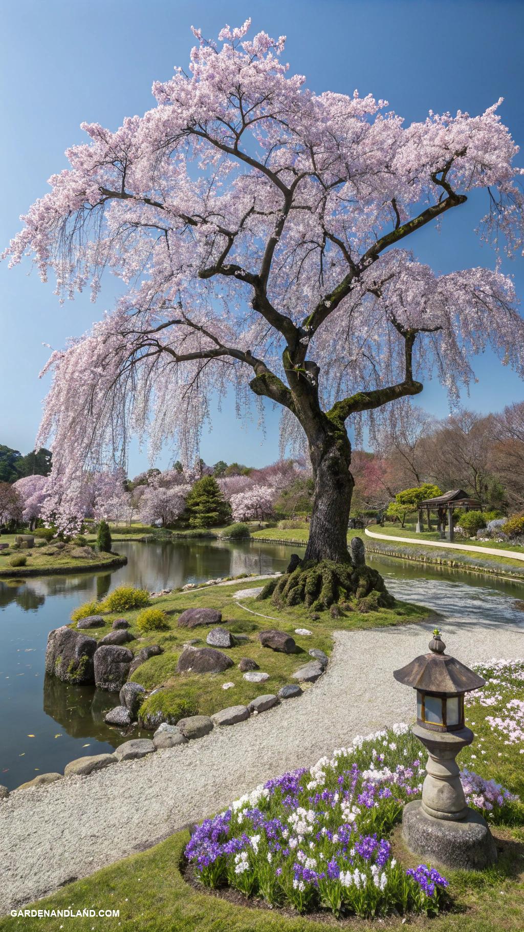 japanese garden ideas Cherry blossom tree for seasonal beauty