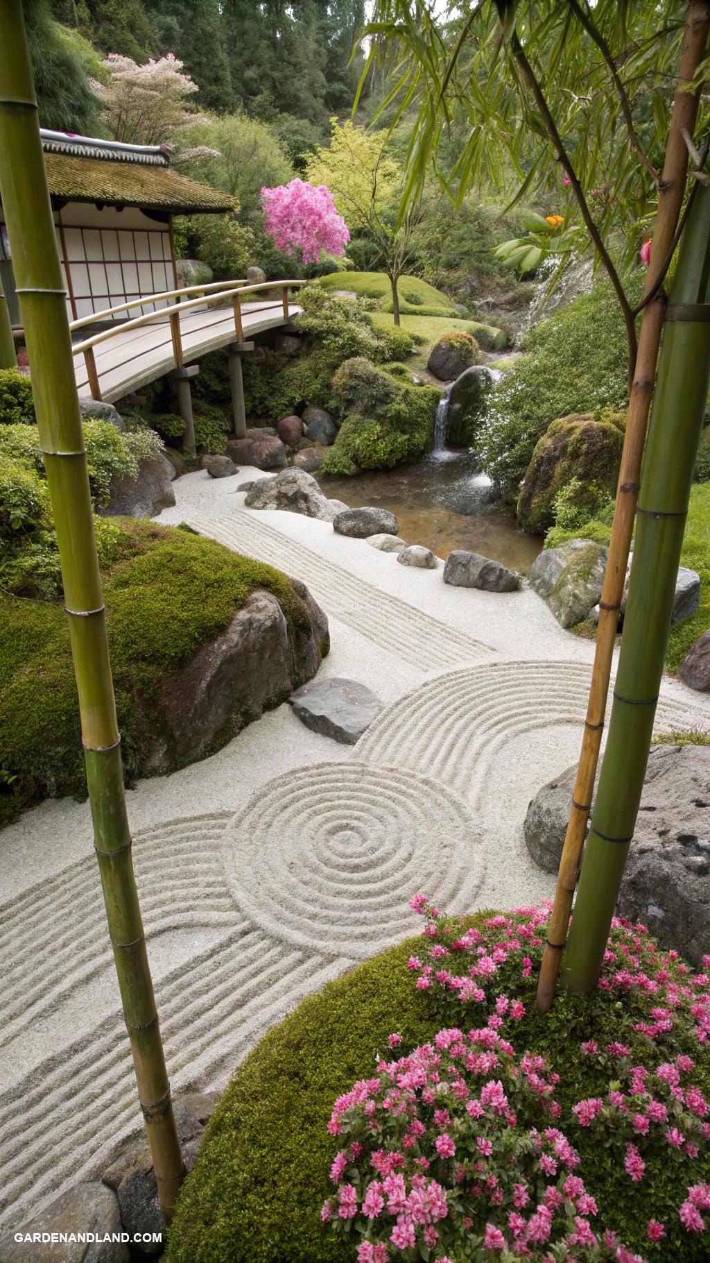 japanese garden ideas Zen rock garden with raked patterns