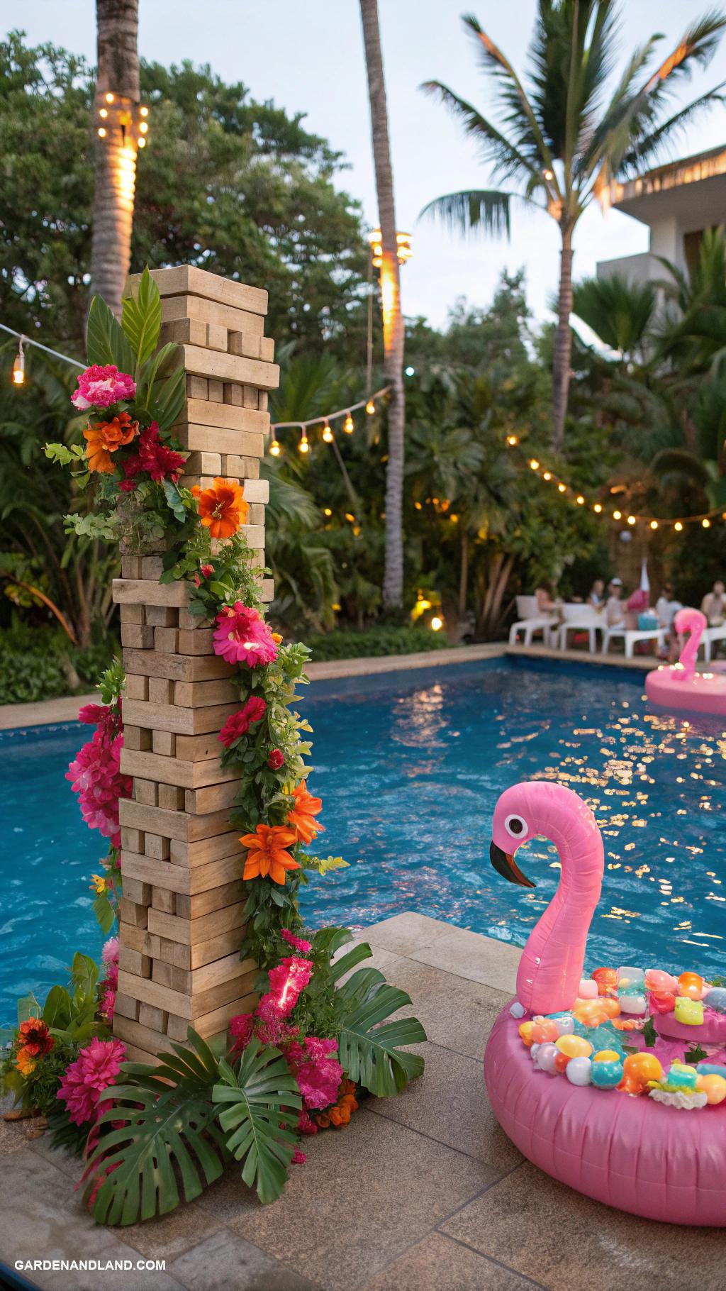 luau pool party ideas Garden games with a tropical twist