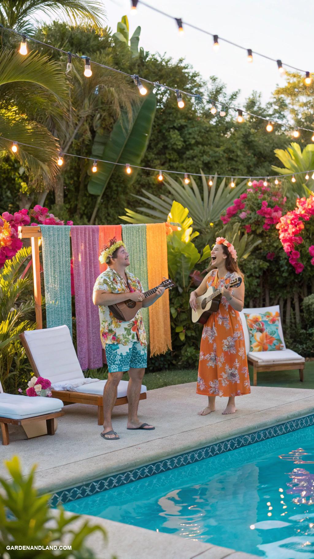 luau pool party ideas Live music featuring ukulele performers