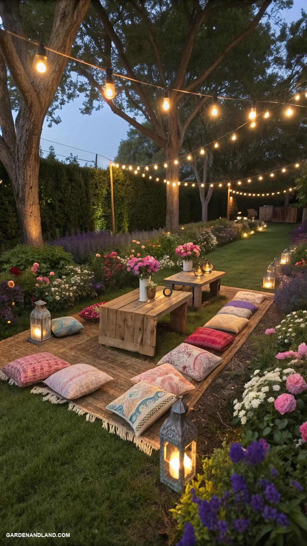 outdoor game night ideas Themed garden trivia under fairy lights