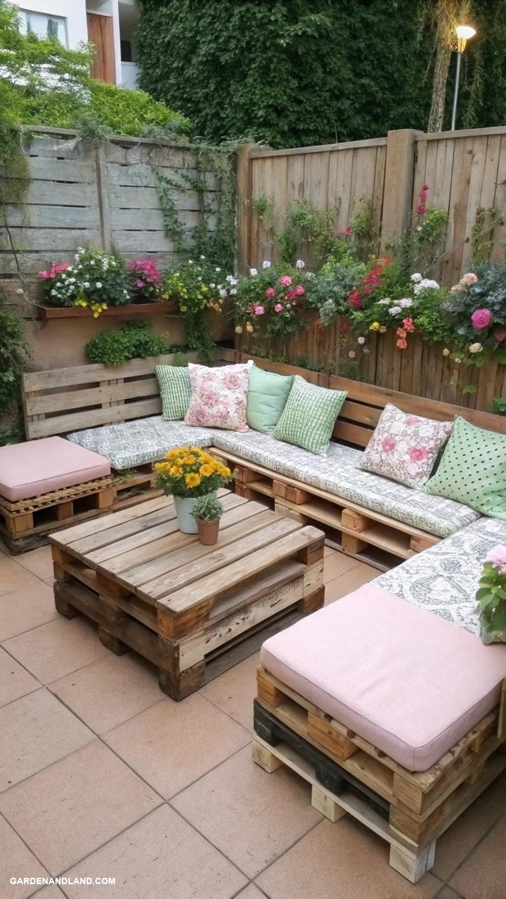outdoor patio ideas Rustic wooden pallet seating area