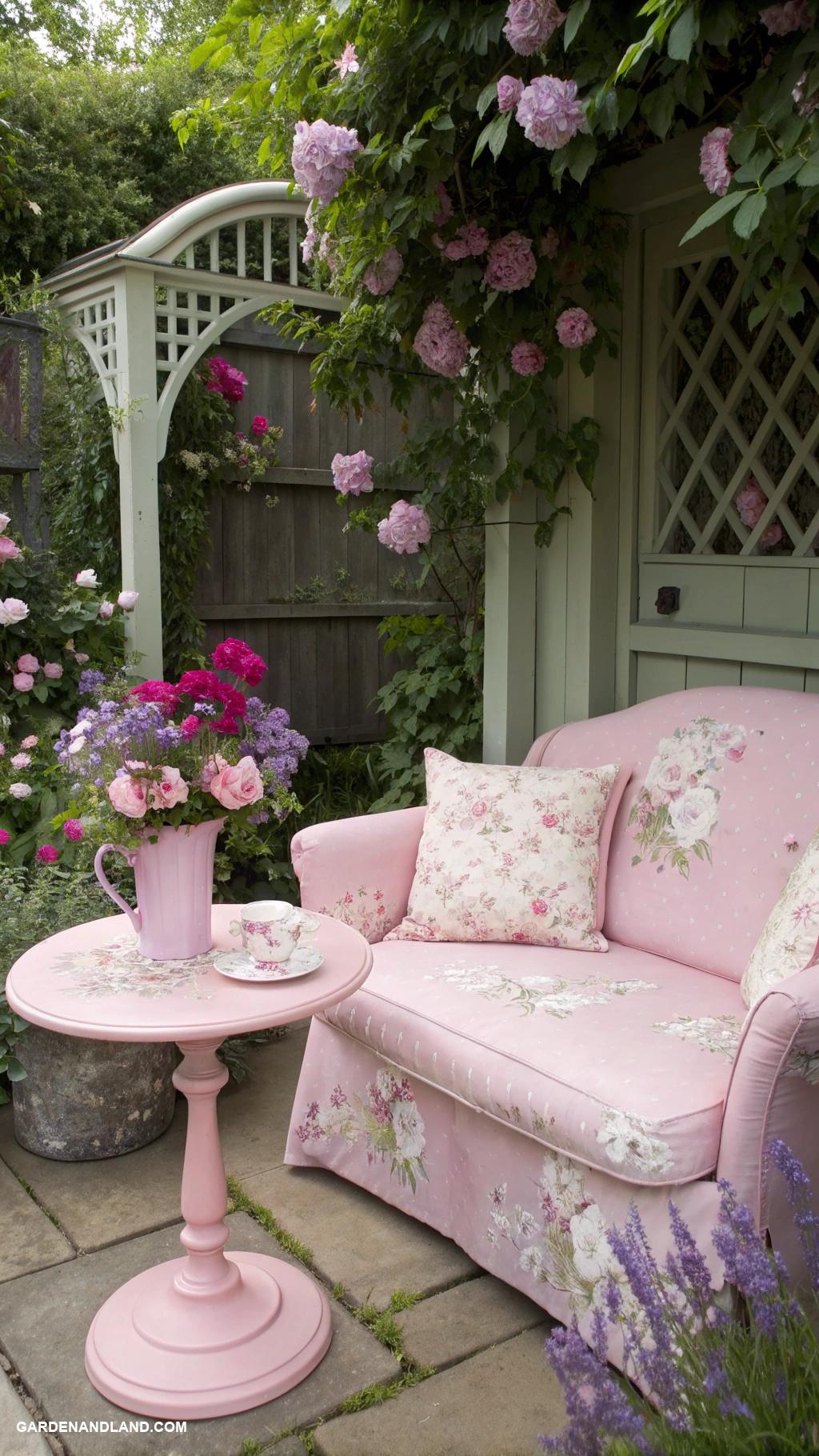 pink garden aesthetic Pink hued garden furniture for a cozy nook