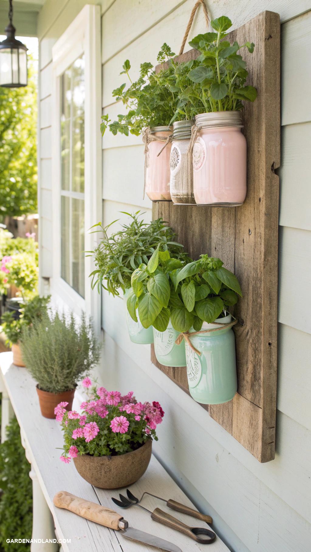porch planter ideas Mason jar wall planters for herbs