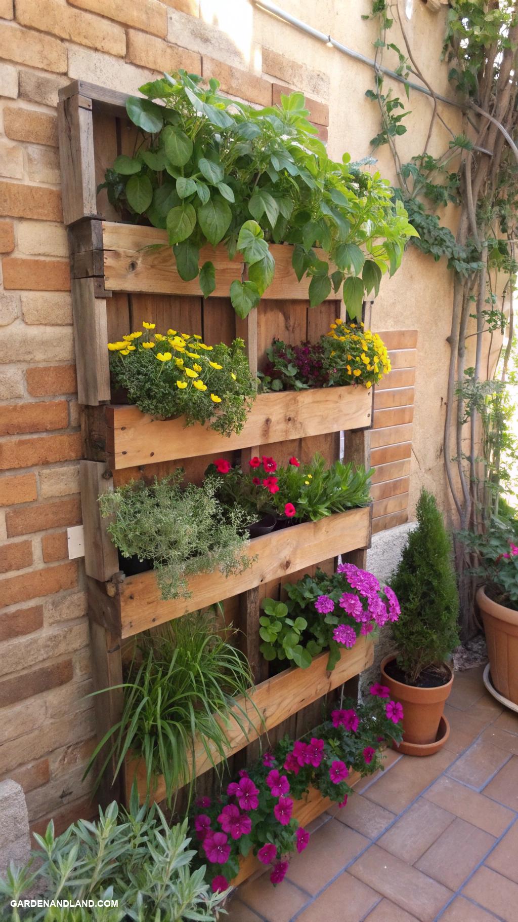 porch planter ideas Wooden pallet vertical garden display