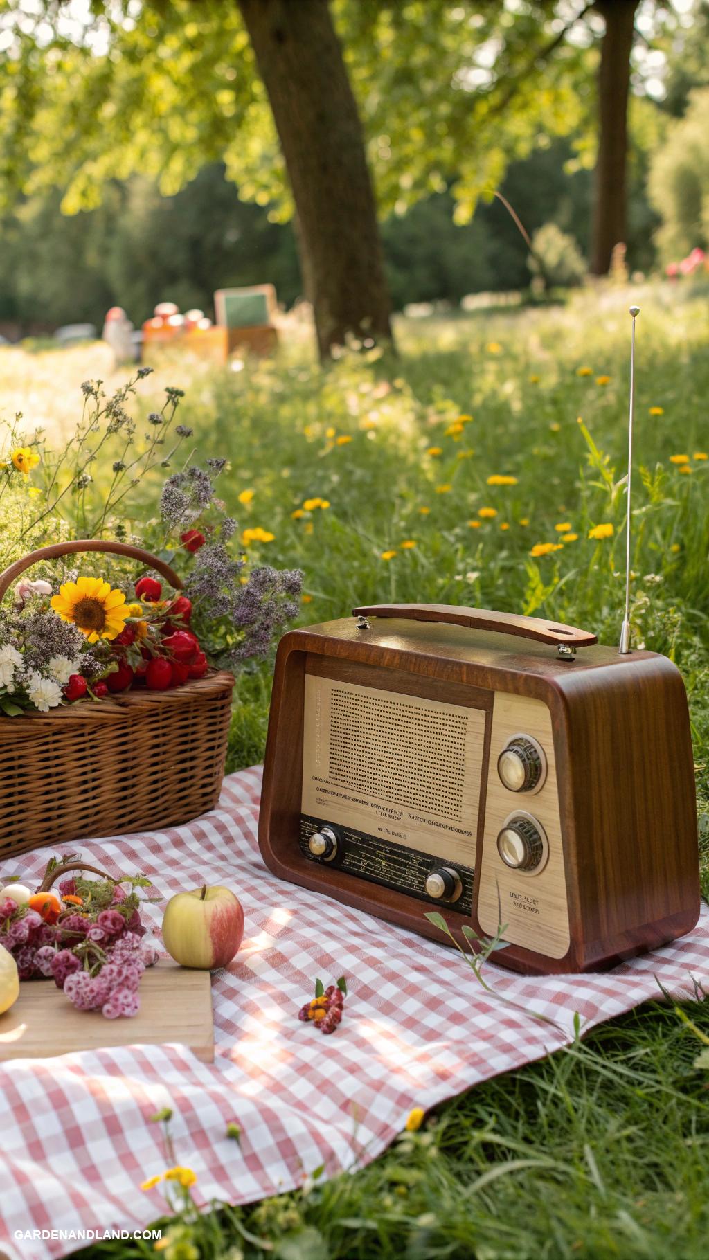 retro picnic party Old school radio for ambient music
