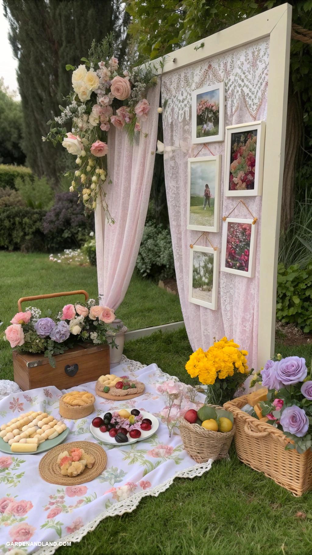 retro picnic party Polaroid photo booth for memories