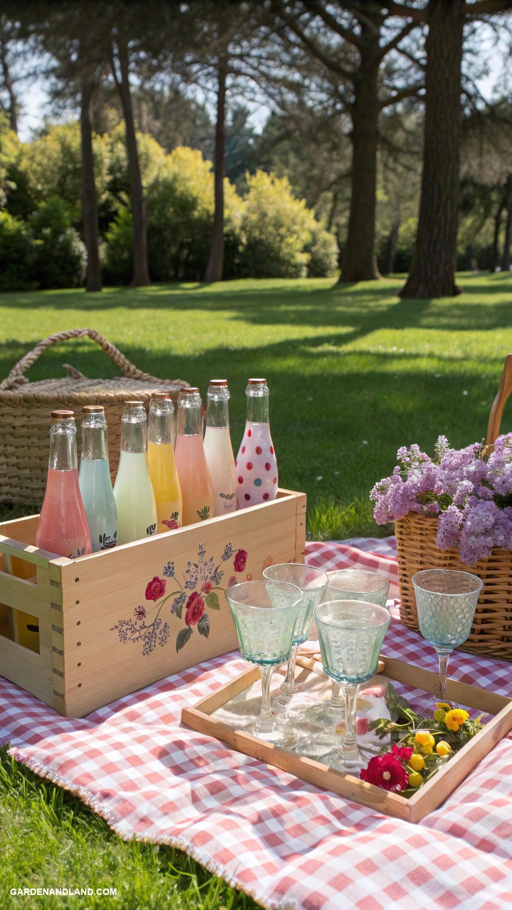 retro picnic party Retro soda bottles and glassware