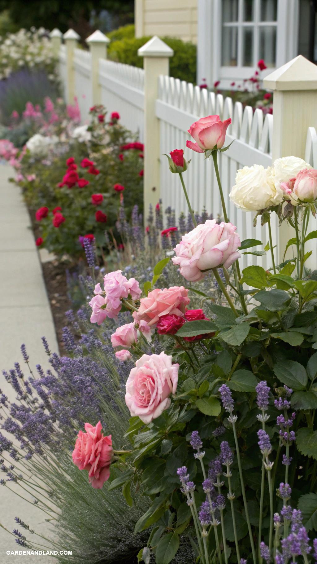 rose garden ideas Mixed rose and lavender beds