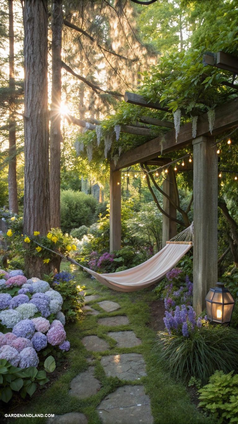 secret garden Hidden hammock zone for relaxation