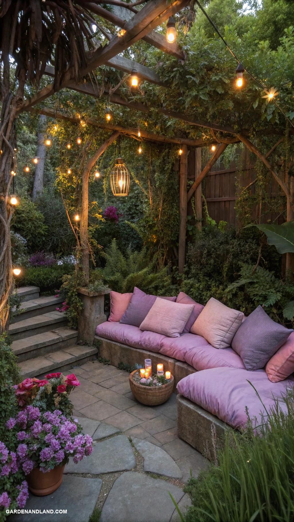 secret garden Sunken seating area with cozy cushions