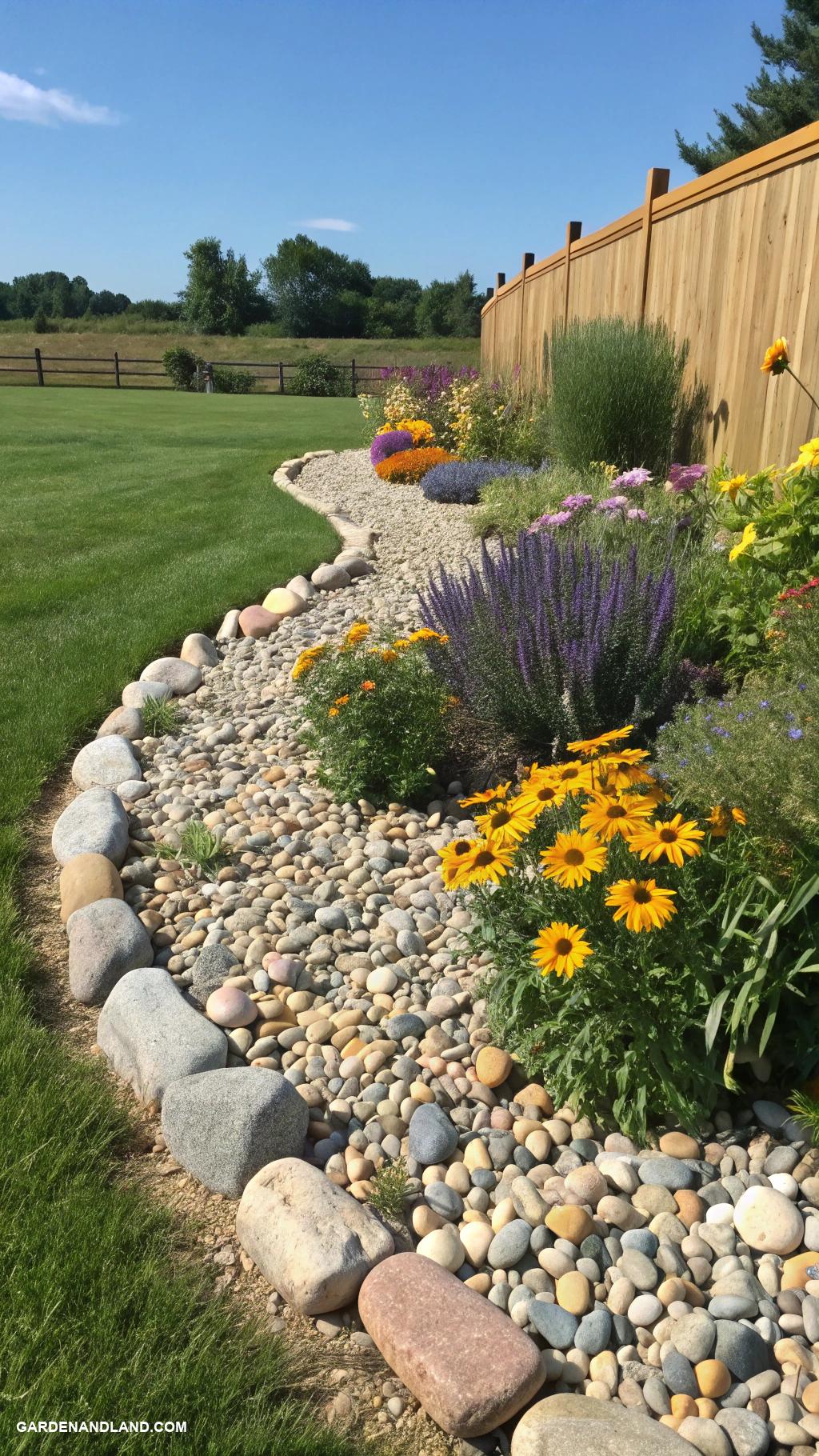simple garden borders Natural stone gravel border