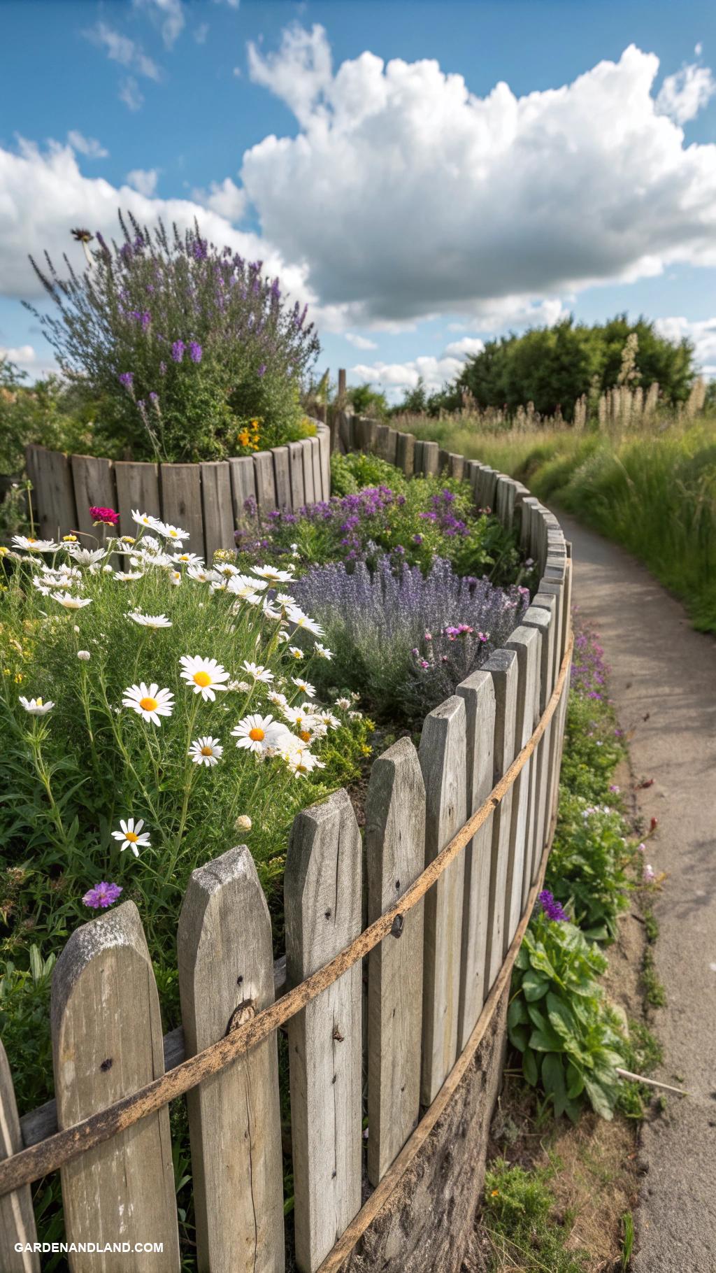 simple garden borders Repurposed garden fencing pieces