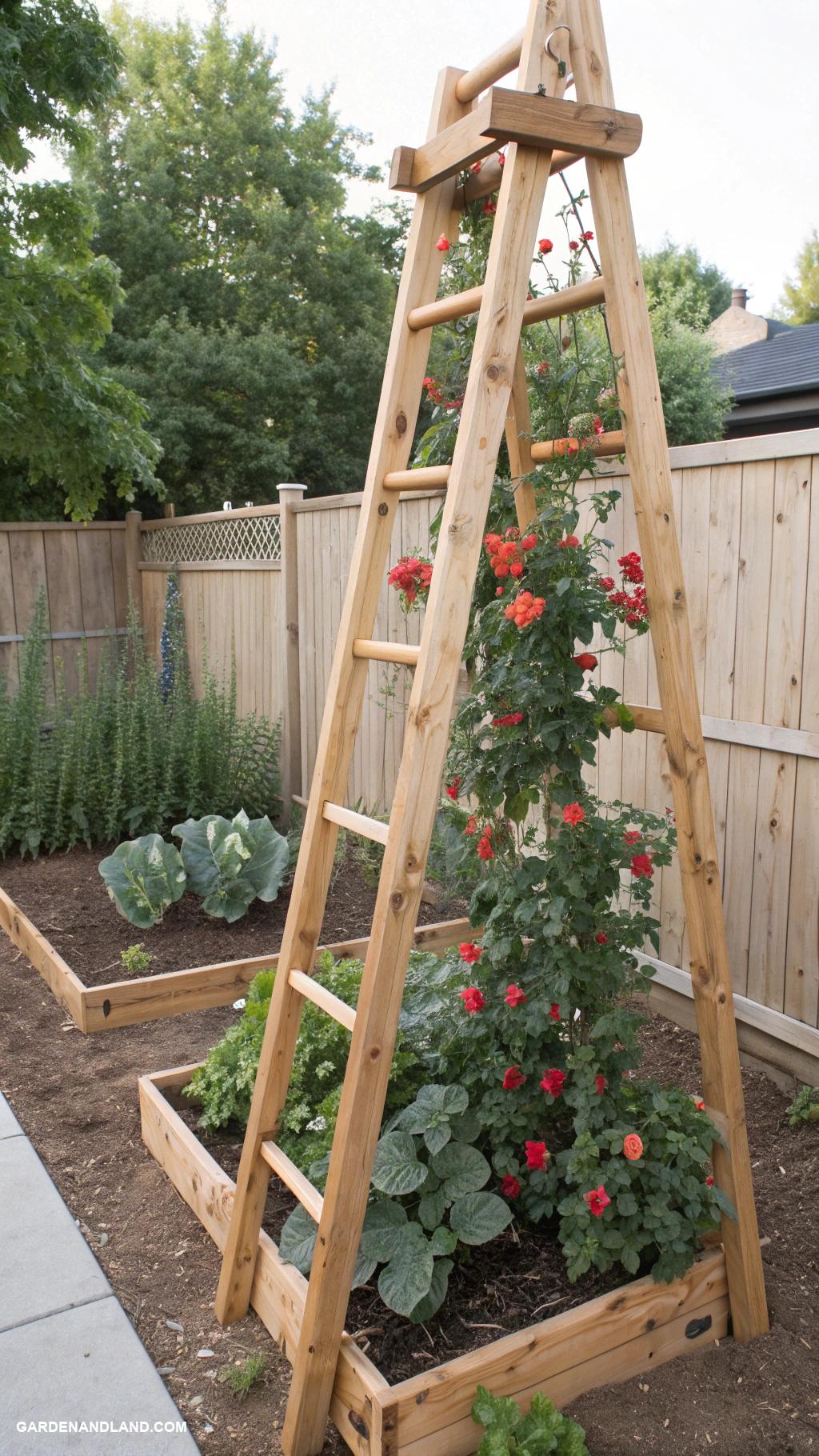 small organic garden ideas DIY trellis for climbing plants
