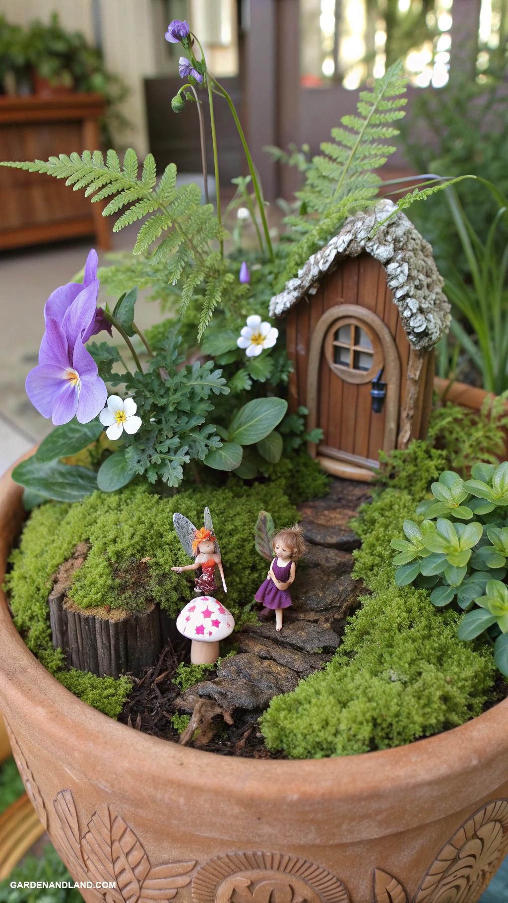 small organic garden ideas Miniature fairy garden in a pot